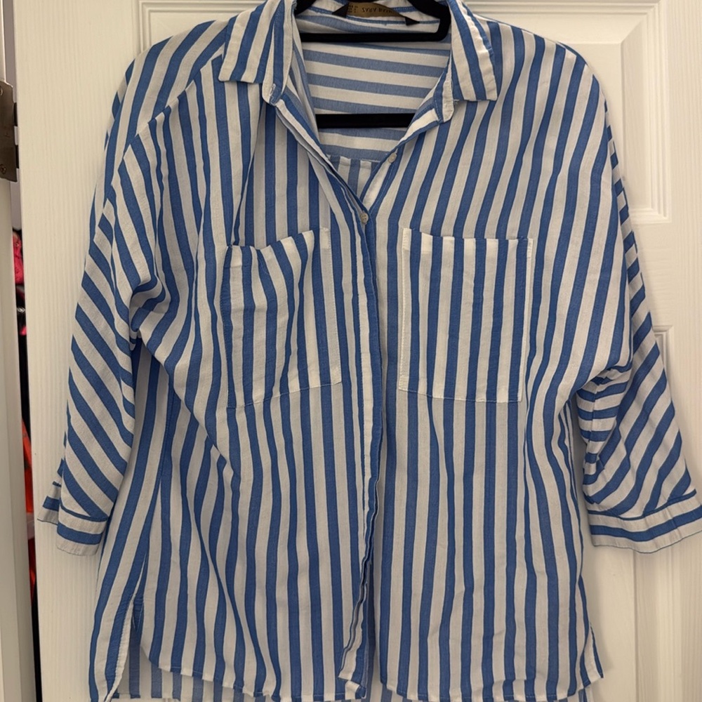 Zara Basic Striped Button Down - image 1